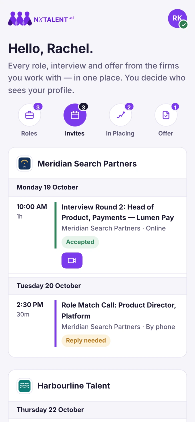 Candidate portal on mobile